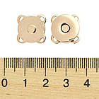 Застібка Кнопка, для сумки/Кошелька, Сплав, Магнітна, Колір: Світле Золото, Розмір: 14х14х4мм, (2 шт.), фото 3