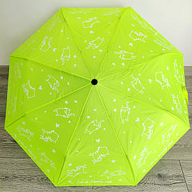 Парасолька складна напівавтомат Mario 232 з кішками, кислотна