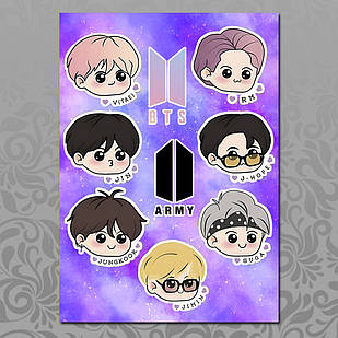Стікери А5 BTS без порізки 04