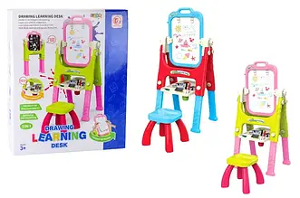 Дошка-мольберт магнітна 5в1 двохстороння зі стільчиком 8853/8855 2 кольори