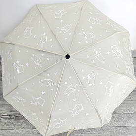 Парасолька складна напівавтомат Mario 232 з кішками, кремовий колір