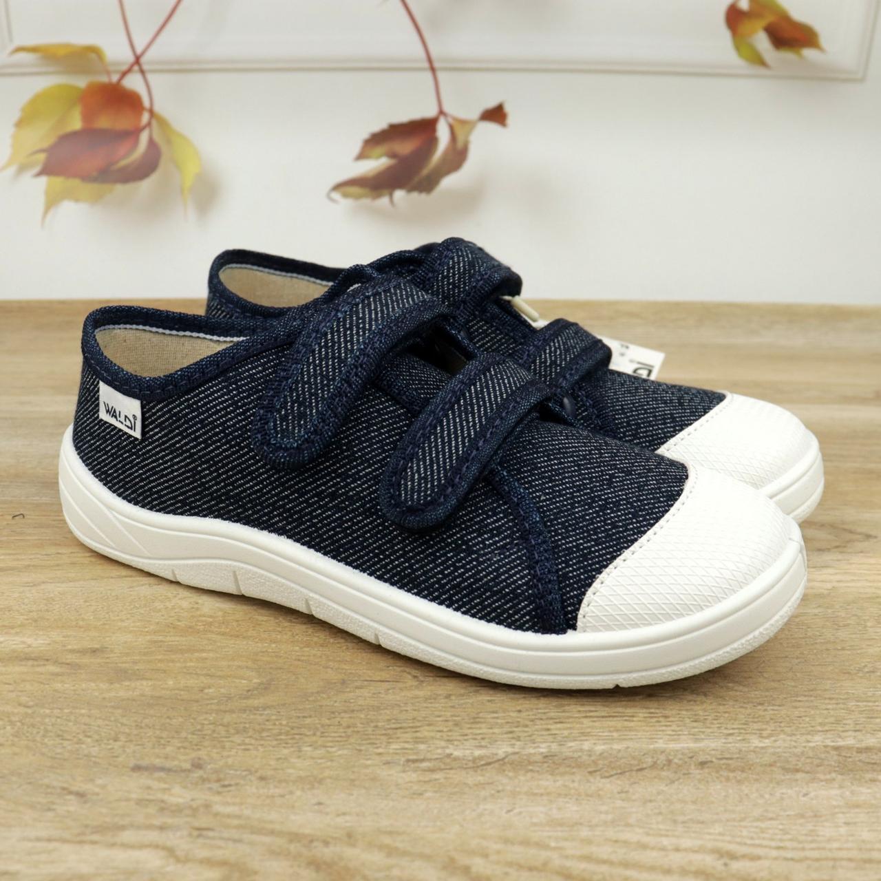 Сині кеди для хлопчика джинс на липучці тм Waldi, фото 1