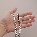 Товста срібна цепочка Бісмарк плоский. Чоловічий ланцюжок широкий 10 мм срібло 925. Довжина 70 см, фото 2