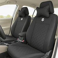 Чехлы для сидений автомобиля Шевроле Такума (Chevrolet Tacuma) автоткань ромбами черная строчка