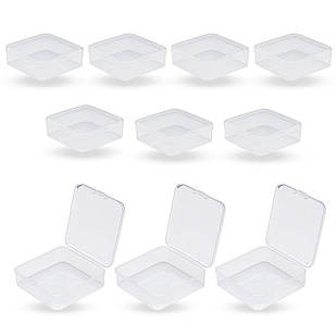 Контейнер для Бусин, Пластик, Безбарвний, Квадрат, Розмір: 5.4x5.3x2 см, Внутрішній розмір 5.1x5.05x1.5см