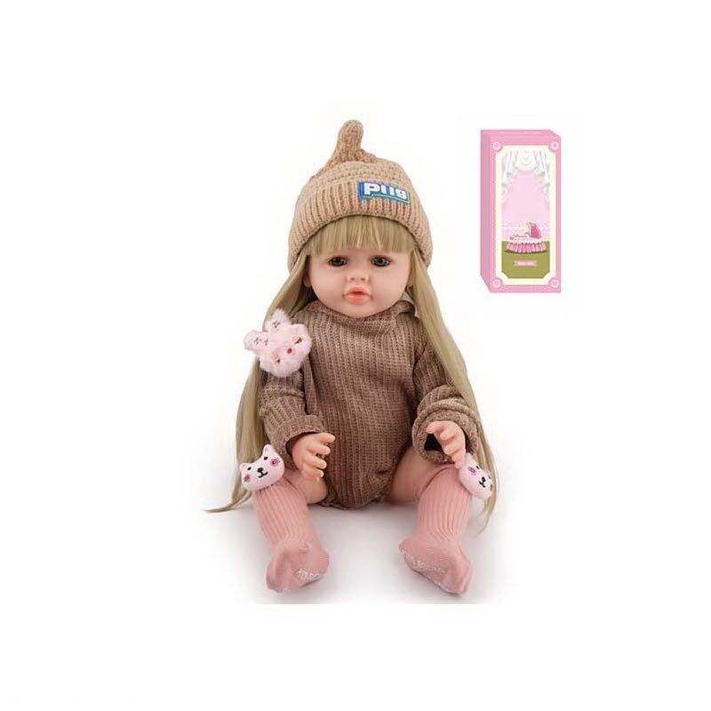 Лялька реборн гумова, 52 см, шапочка, памперс, пляшечка, пустушка, AFD 8866-30 (12) в коробці