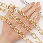 Ланцюг Алюмінієва, Вите Плетіння, Текстурна, Непаяна, Колір: Золото, Дзвено 27.5х15х3мм, 2 м, фото 4