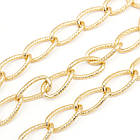 Ланцюг Алюмінієва, Вите Плетіння, Текстурна, Непаяна, Колір: Золото, Дзвено 27.5х15х3мм, 2 м, фото 5