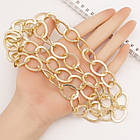 Ланцюг Декоративний Оксидований Алюміній, Текстурна, Рознімна, Золото, Велика ланка 24.5х18.5 мм, 1 м, фото 2