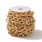 Ланцюг Декоративний Оксидований Алюміній, Текстурна, Рознімна, Золото, Велика ланка 24.5х18.5 мм, 1 м, фото 6