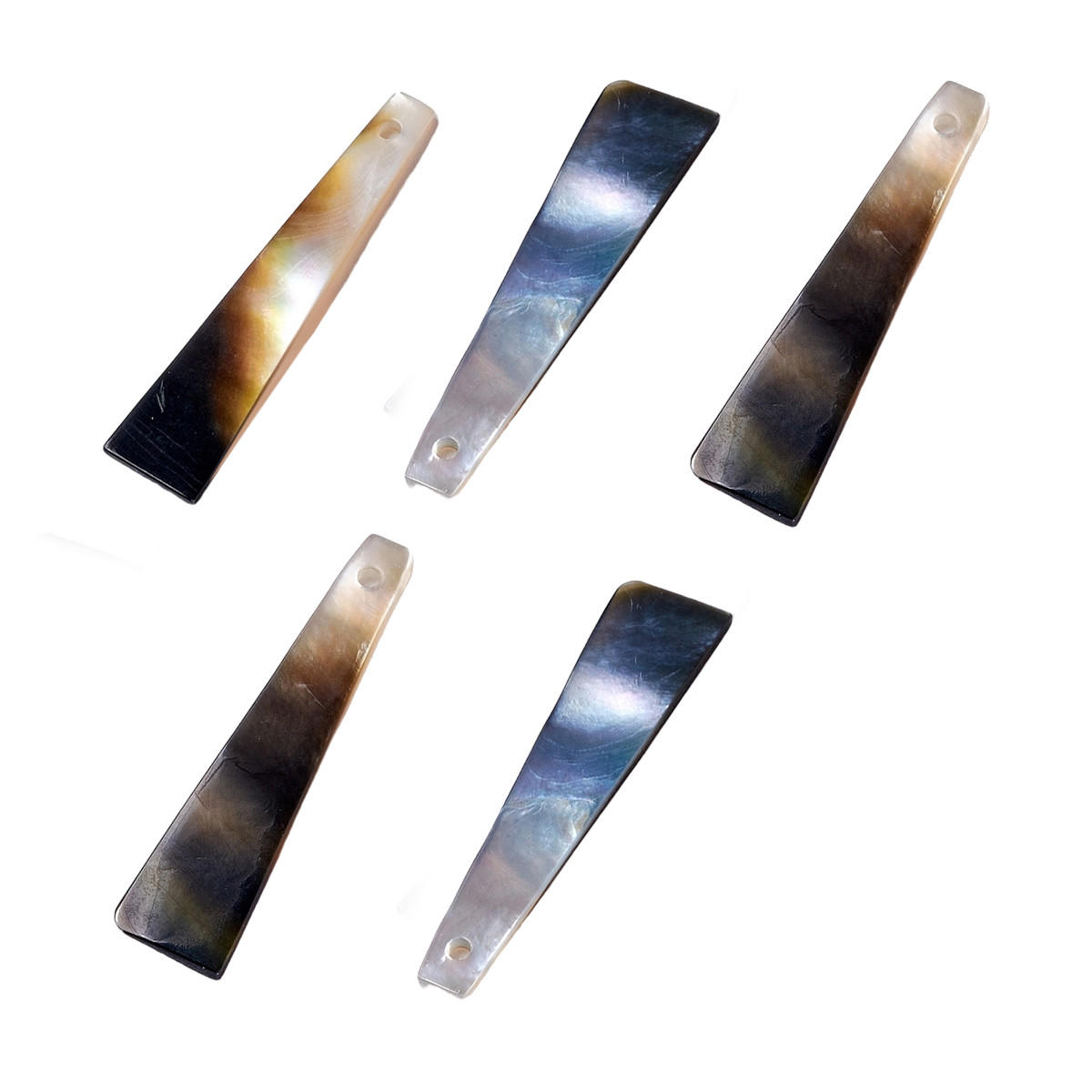 Підвіски Натуральний Чорний Перламутр, Трапеція, Розмір: 30х70х1мм, Отвір 1 мм, 5 шт, фото 1