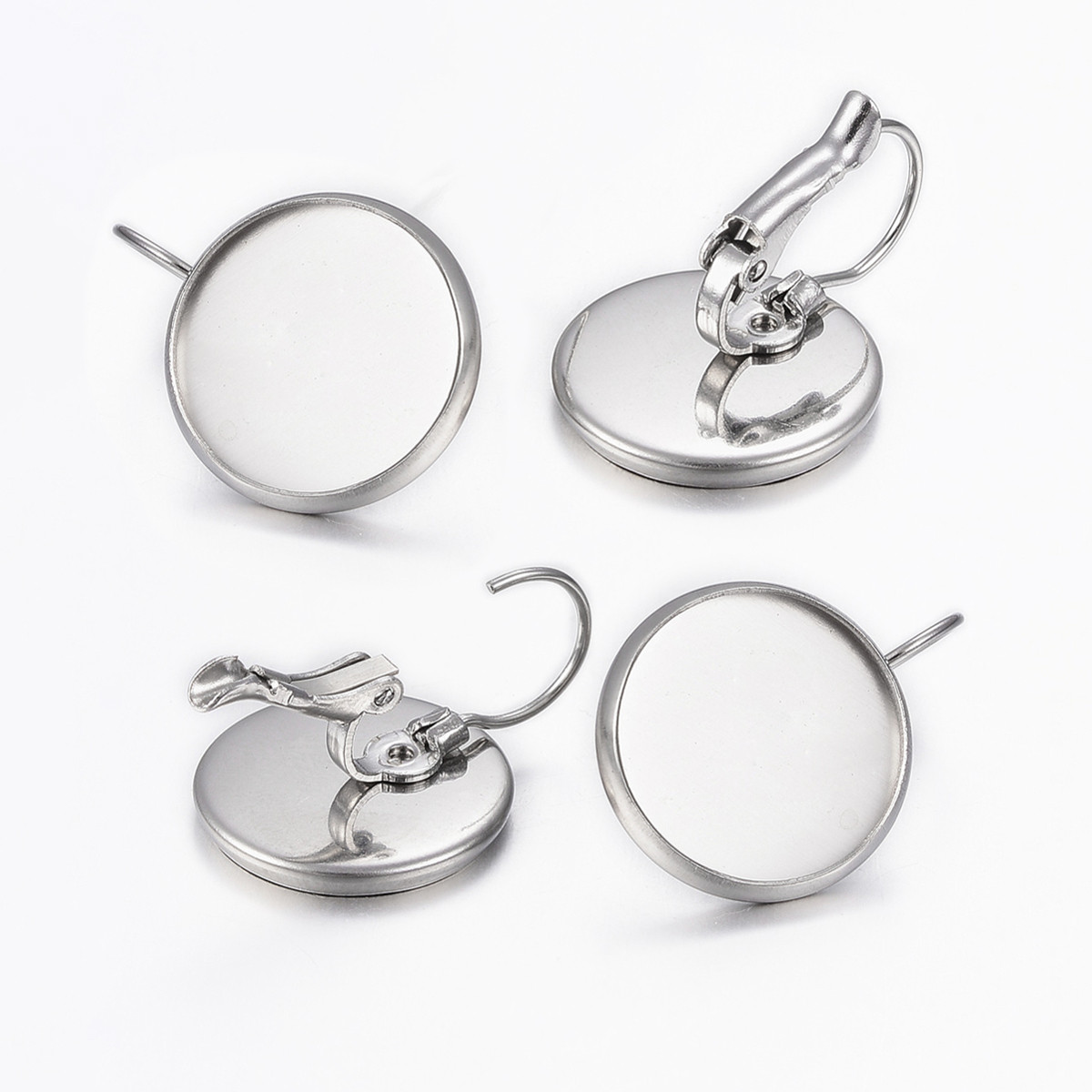 Швензи, Неіржавка сталь, з Круглою Основою під Кабошон, 17х10 мм, Внутрішній Діаметр 8 мм, Пін 0.8 мм, (2 пари), фото 1