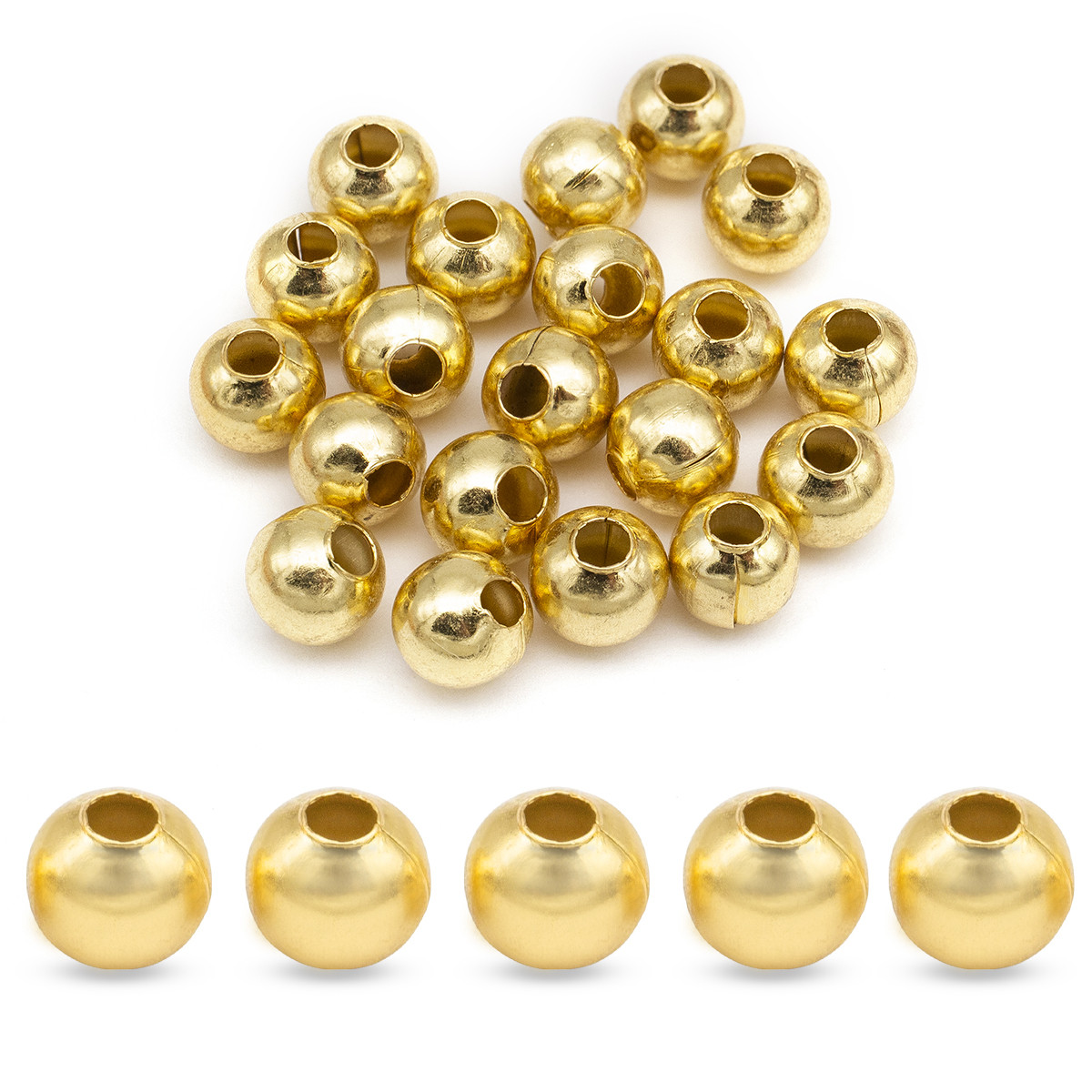 Бусини Неіржавка Сталь Круглі Порося, Золото, 6х5 мм, Відв-тіє 2.2 мм, 25 шт, фото 1