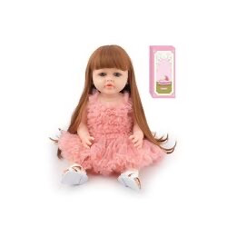 Лялька реборн гумова, 52 см, шапочка, памперс, пляшечка, пустушка, AFD 8866-40 в коробці
