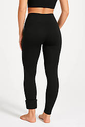 Чорні жіночі теплі безшовні обтягуючі термо лосини на хутрі з втягуючим ефектом