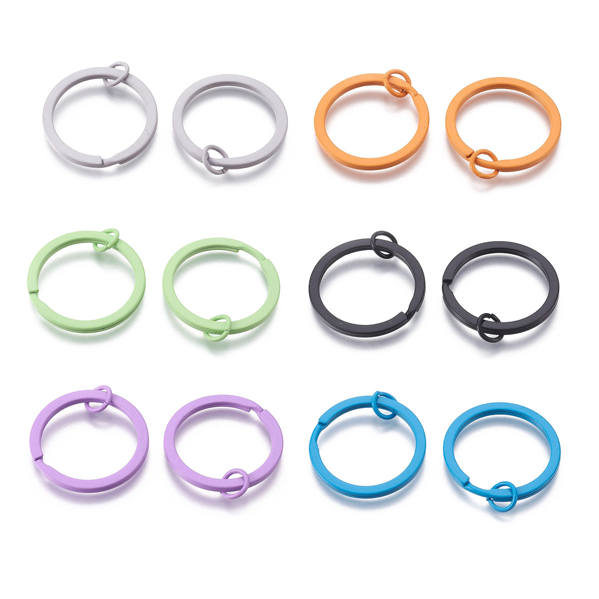 Набір Кільце Замочок, Залізо, для Брелоків і Ключів, Фарбовані, Колір: Мікс, Розмір: 30х2мм, (12 шт.), 1 набор, фото 1