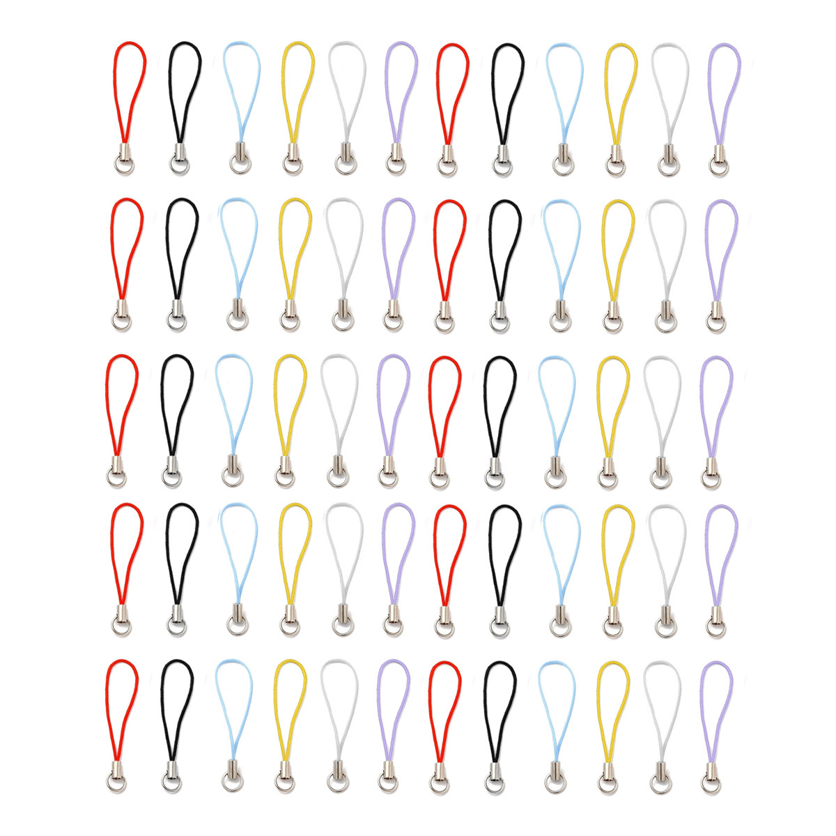 Набір Шнур із петлею Нейлон і Латунь, для Брелків, мобільних, Прикрасень, Мікс, 60 мм, кільце 8 мм, 6 кольорів, фото 1