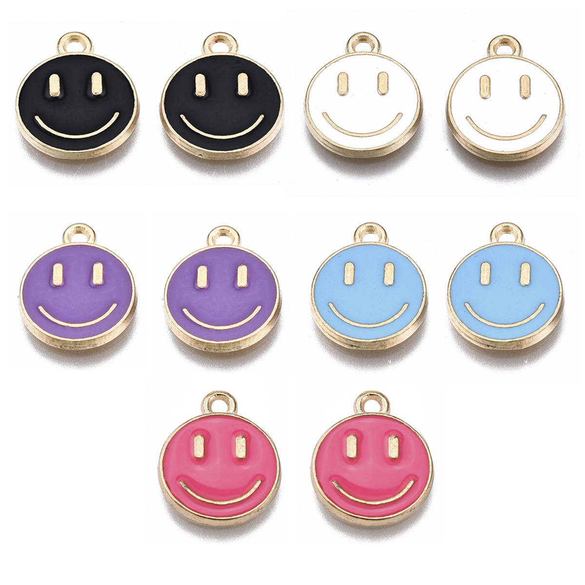 Набір Підвіски Смайл, Сплав і Емаль, Колір Метала: Рожеве Золото, Розмір: 14.5х12х1.5мм, Отвірі: 1.5 мм, фото 1