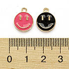 Набір Підвіски Смайл, Сплав і Емаль, Колір Метала: Рожеве Золото, Розмір: 14.5х12х1.5мм, Отвірі: 1.5 мм, фото 4