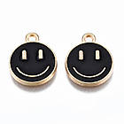 Набір Підвіски Смайл, Сплав і Емаль, Колір Метала: Рожеве Золото, Розмір: 14.5х12х1.5мм, Отвірі: 1.5 мм, фото 7