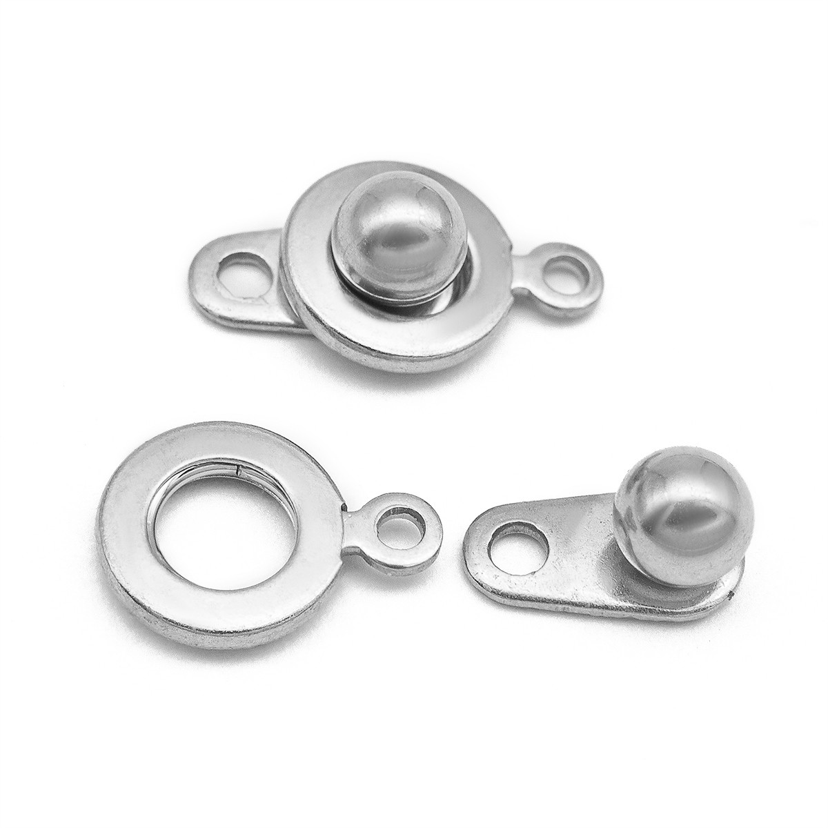 Застібка-кнопка Неіржавка сталь, 15х9х5мм, Отвір 1.5 мм і 2 мм, 2 шт, фото 1