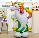 Куля фольгована фігурна Єдиноріг різнокольоровий стояча на підставці  70х112 см для повітря Китай, фото 2
