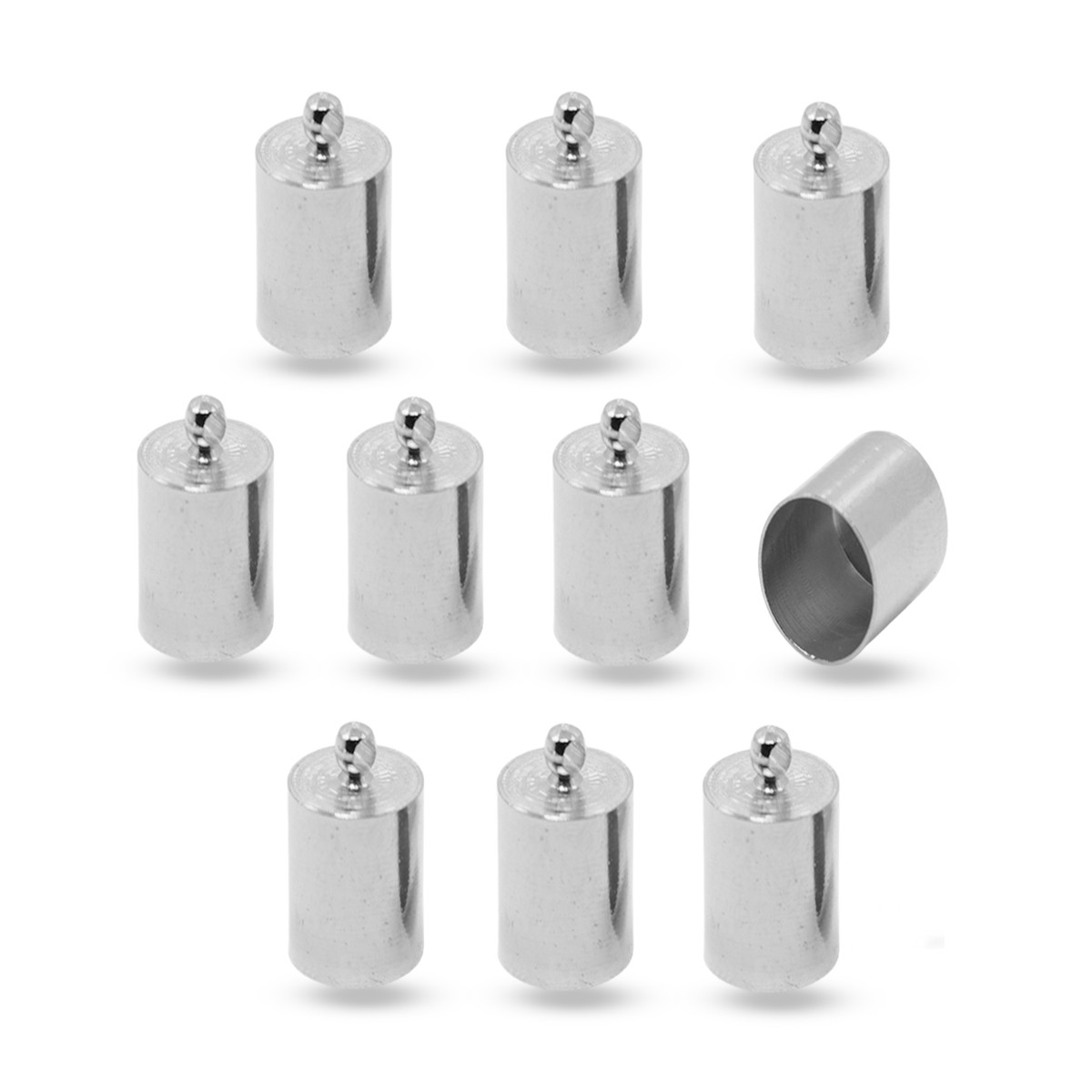 Концевики для Шнура, Латунь, Платина, 10х6мм, Внутрішній Діаметр 5.5 мм, Отвір 2 мм, 10 шт, фото 1