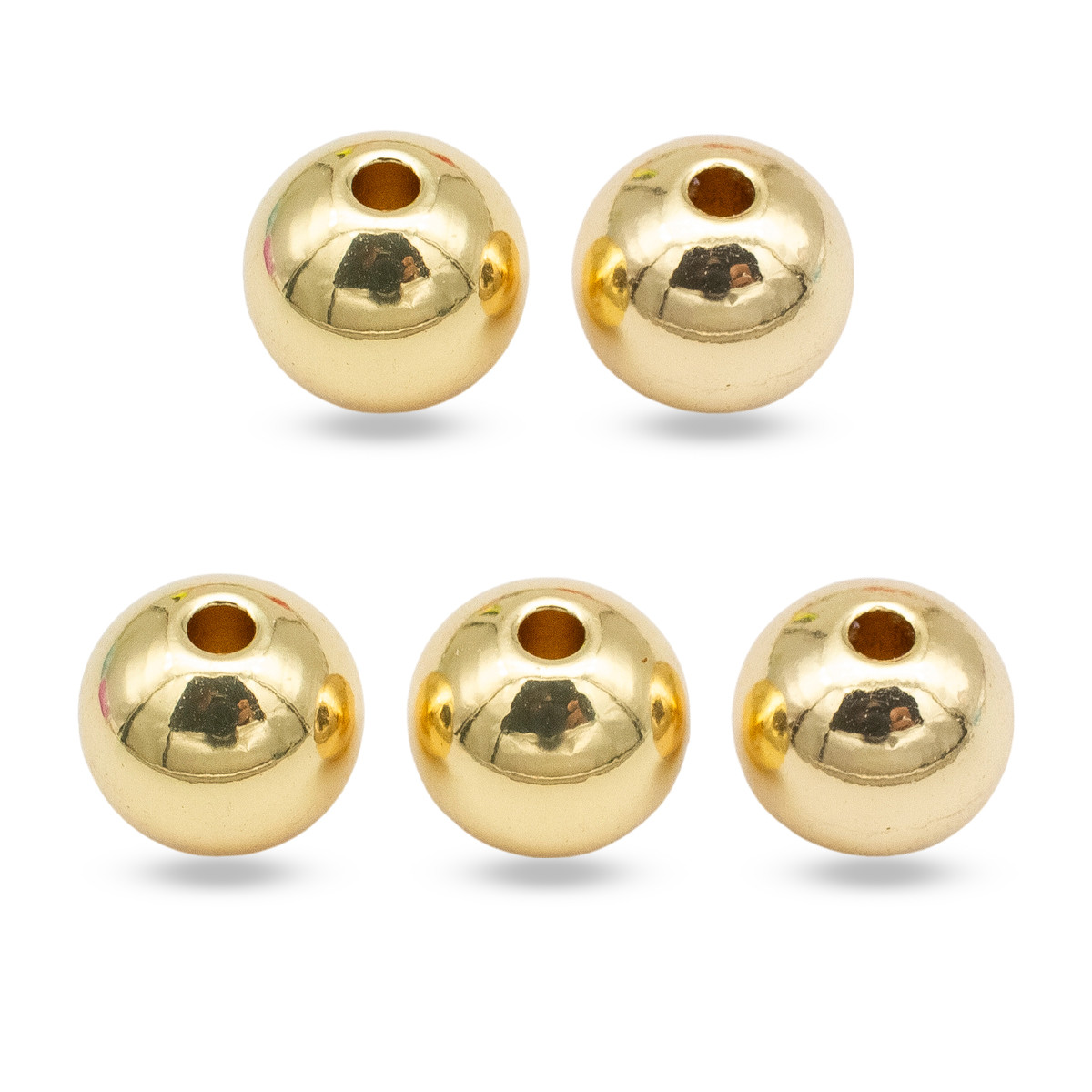 Бусини, Еко Латунь, Круглі, Золото, 8 мм, Отвір 2 мм, 5 шт, фото 1