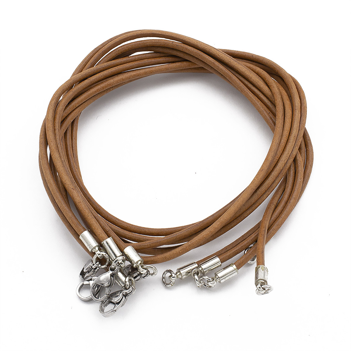 Основа для намисто, натуральна Шкіра, Фурнітура Латунь, Колір: Перу, Довжина 46 см, Діаметр 3 мм, (5 шт.), фото 1