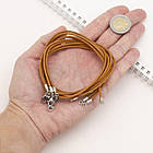 Основа для намисто, натуральна Шкіра, Фурнітура Латунь, Колір: Перу, Довжина 46 см, Діаметр 3 мм, (5 шт.), фото 5