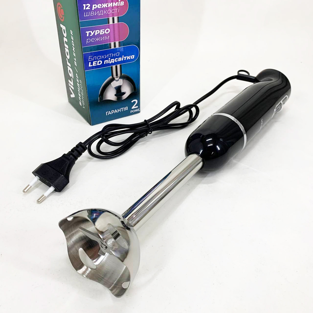 Електричний блендер подрібнювач ViLgrand VBH6209 600 Вт, Побутовий занурювальний блендер для занурення QV-49, фото 1