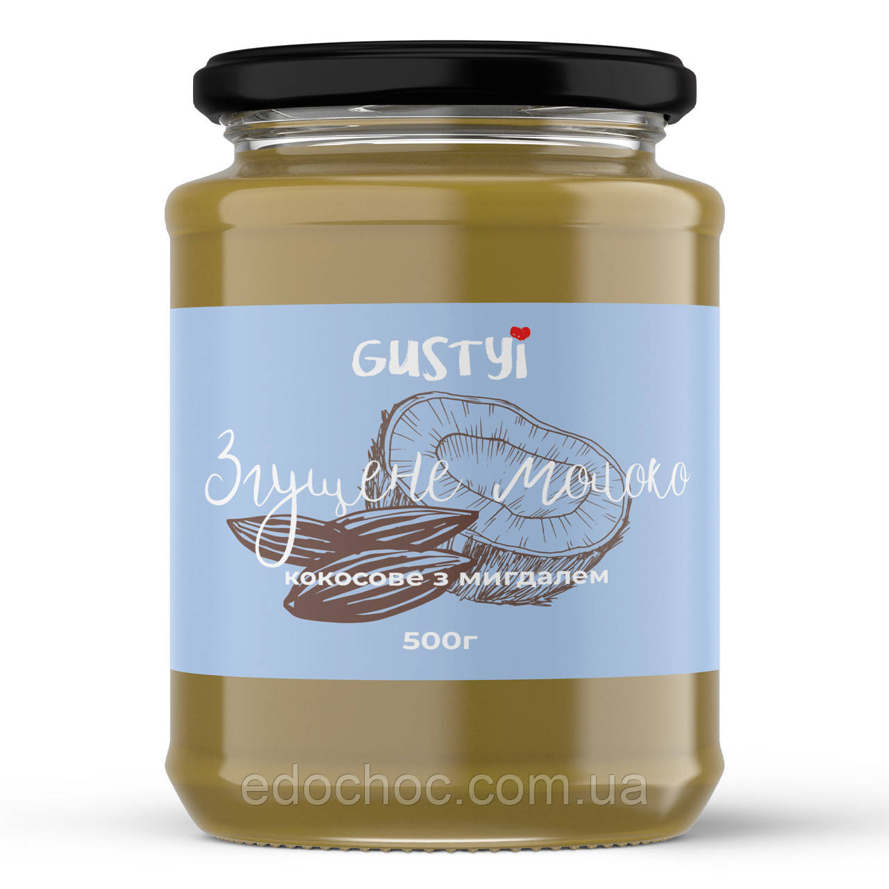 Кокосове згущене молоко з мигдалем, ТМ Gustyi, 500г, фото 1