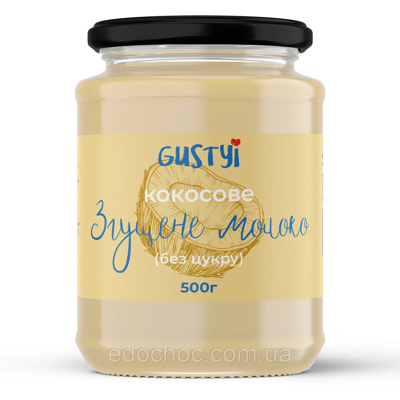 Кокосове згущене молоко, без цукру, ТМ Gustyi, 500г, фото 1