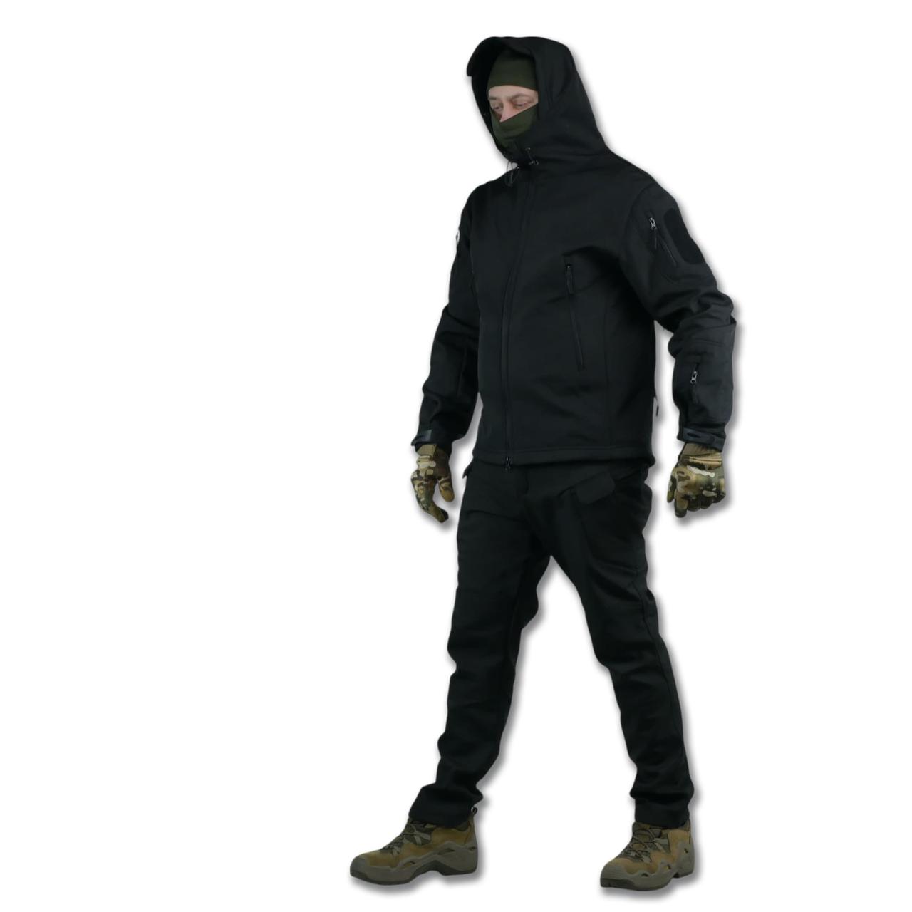 Тактичний демісезонний костюм Softshell Чорний, фото 1