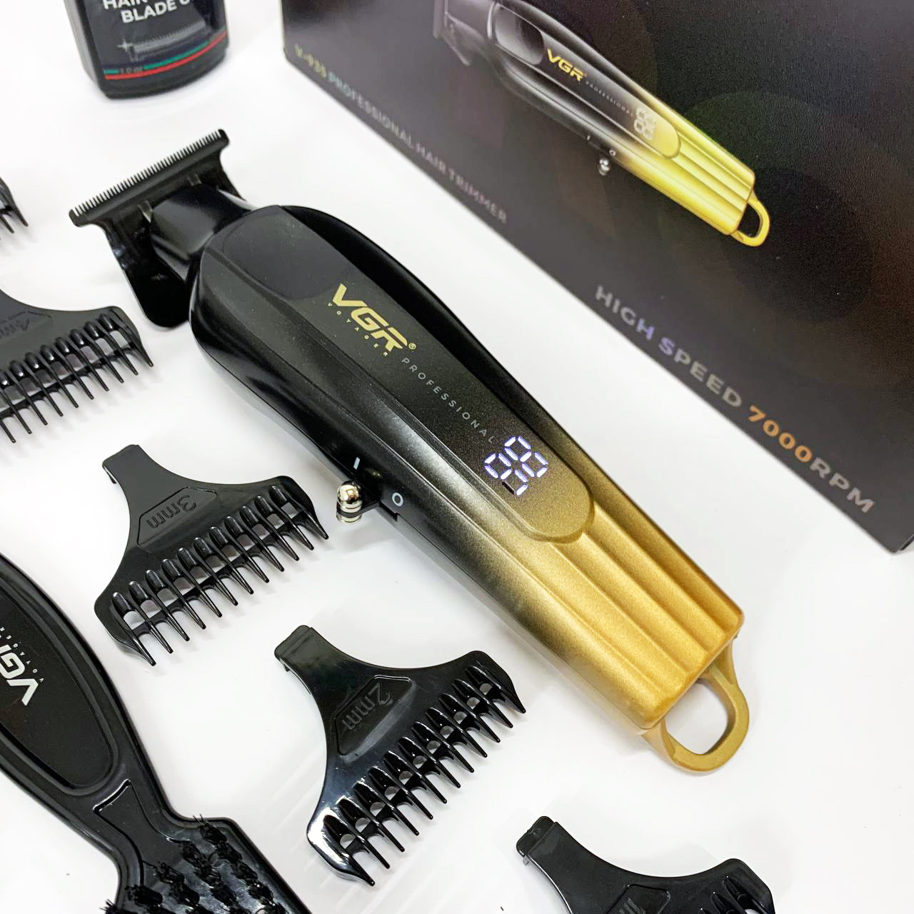 Професійна машинка для стрижки волосся з насадками VGR V-935, Акумуляторна машинка для стрижки JR-86, фото 1