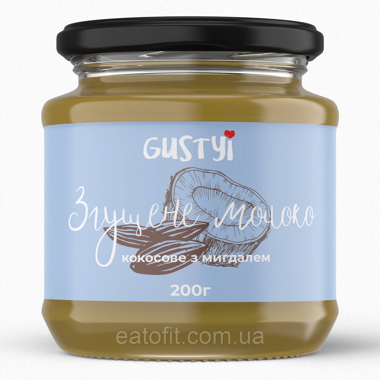 Кокосове згущене молоко з мигдалем, ТМ Gustyi, 200г, фото 1