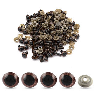 Око з фіксатором і Штифтом для Іграшок Круглі, Коричневі, 12 мм, 50 пар