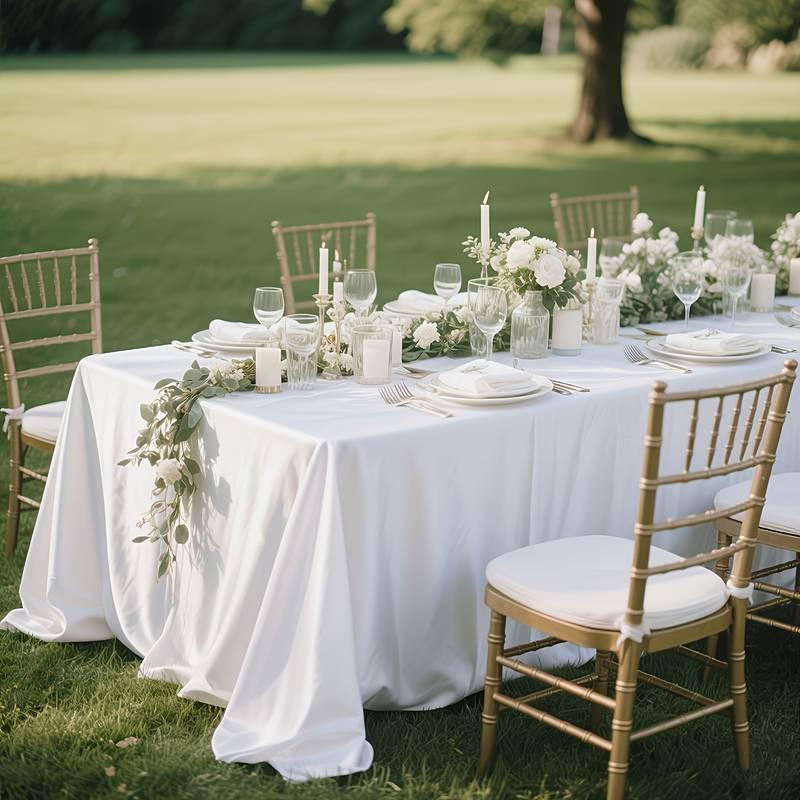 Скатертина атласна святкова Leeseph 145×300см біла