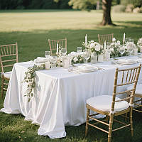Скатертина атласна святкова Leeseph 145×300см біла