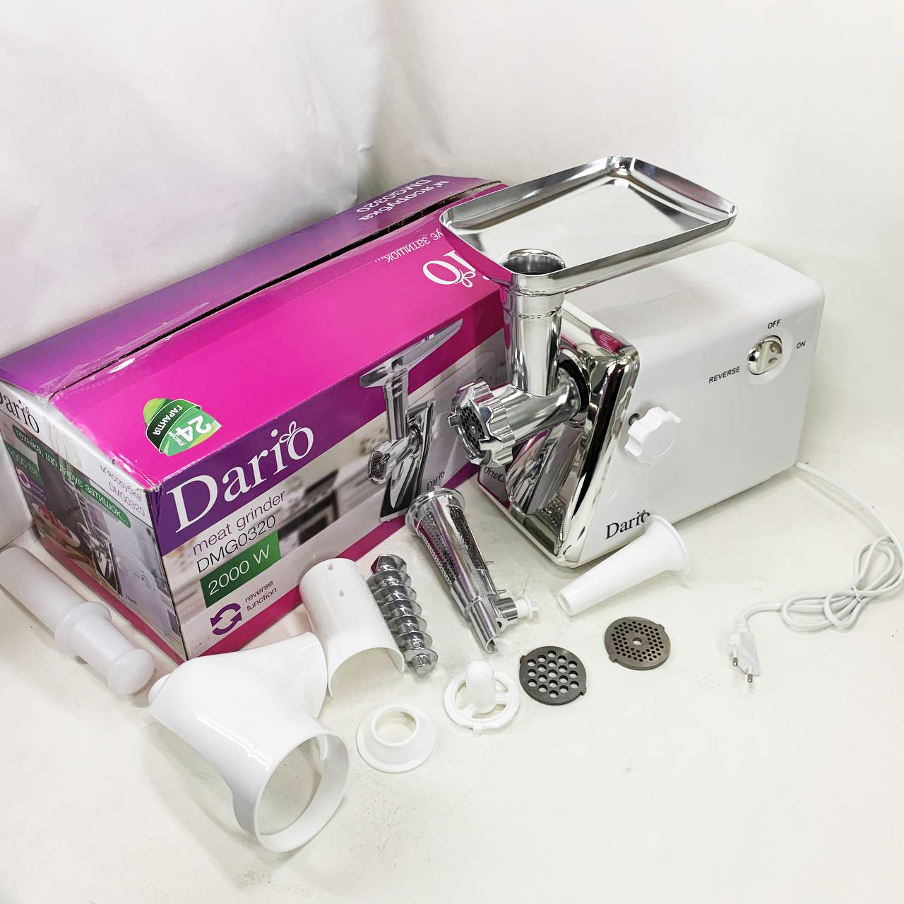 Потужна електрична м'ясорубка з реверсом, М'ясорубка з потужним двигуном 'ясорубки нержавіюча сталь QB-19, фото 1