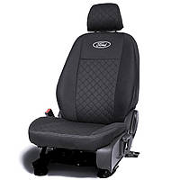 Чехлы на сиденье авто Шевроле Такума (Chevrolet Tacuma) автоткань ромбами черная строчка