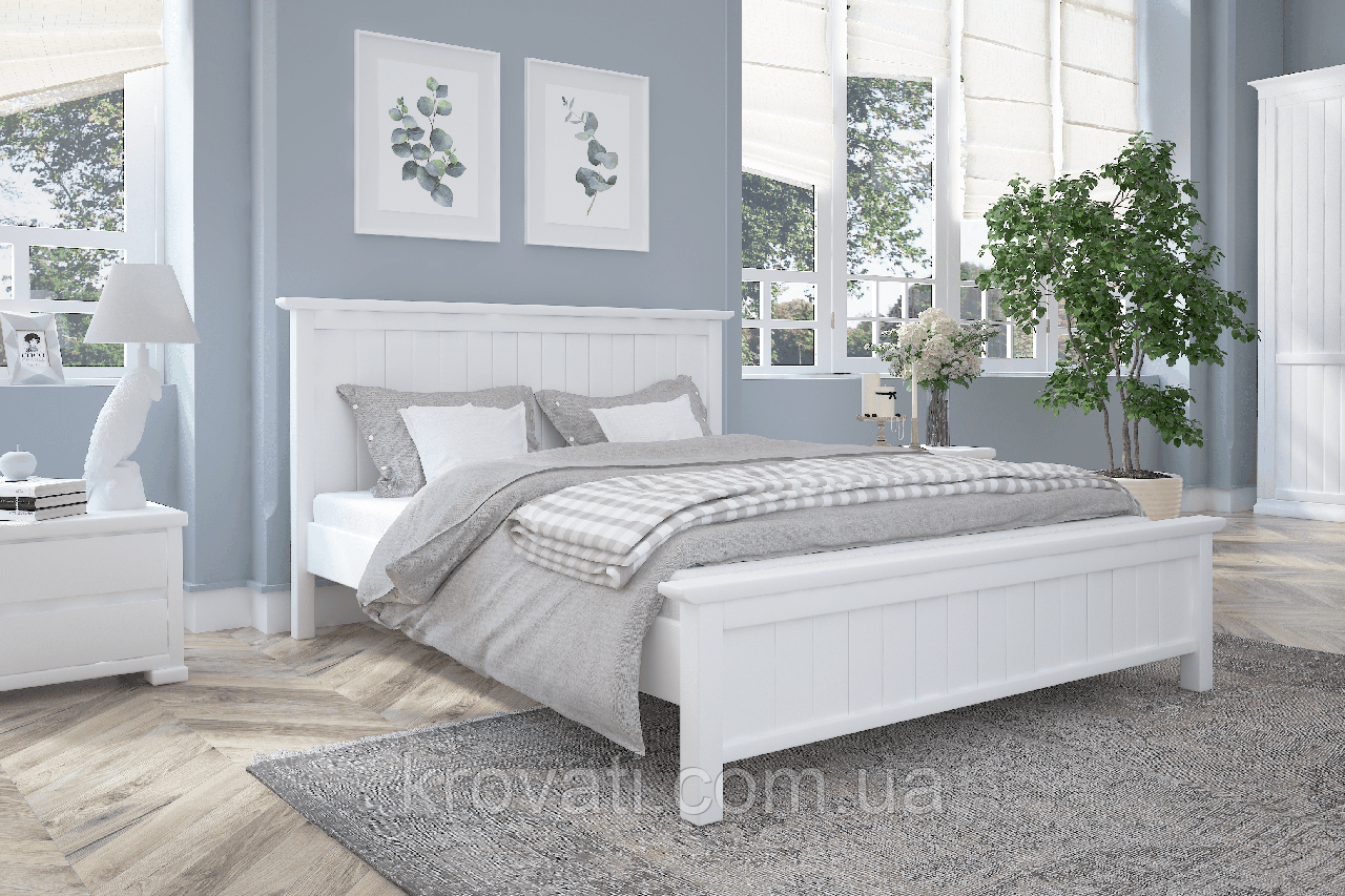 Ліжко із Сосни + ортопедичний вклад Вірджинія 180x200 см Mebigrand Білий