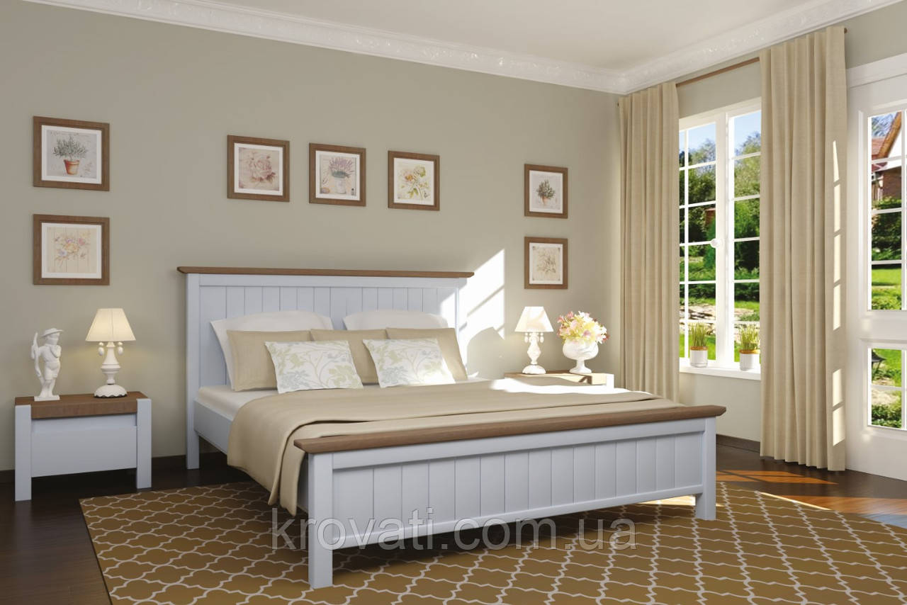 Ліжко із Сосни + ортопедичний вклад Вірджинія 140x200 см Mebigrand Білий 2