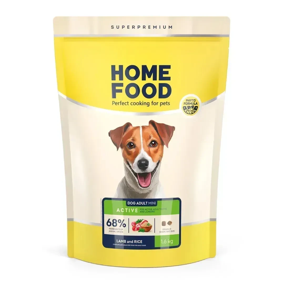 Низькозерновий корм Home Food Low-grain For active adult and junior для дорослих собак дрібних порід 1.6 кг, фото 1