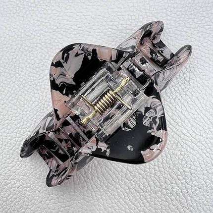 Краб для волосся акрил глянсовий трикутної форми різнобарвний із домішками довжина 5 см ширина 10 см, фото 2