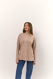 Жіночий лонгслів кулір оверсайз (6028), колір Нюд S