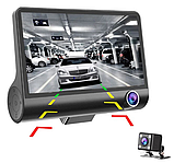 Автомобільний реєстратор DVR T-655 — Full HD, 3 об’єктиви, дисплей 4 дюйми, фото 3