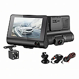 Автомобільний реєстратор DVR T-655 — Full HD, 3 об’єктиви, дисплей 4 дюйми, фото 2