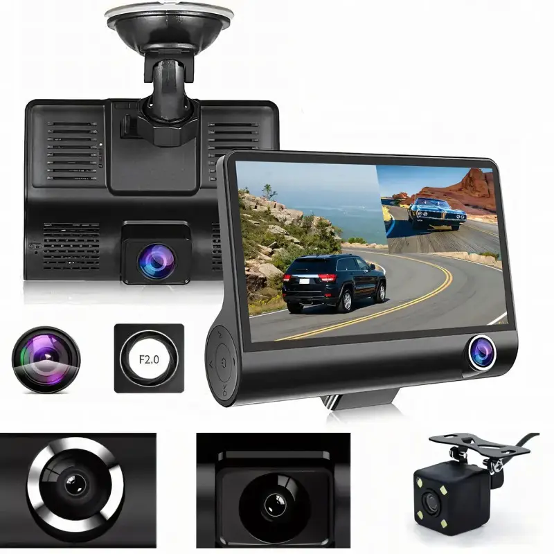 Відеореєстратор DVR T-655 для авто — 3 камери, Full HD, 4" екран, камера заднього огляду, фото 1