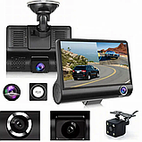 Автомобільний реєстратор DVR T-655 — Full HD, 3 об’єктиви, дисплей 4 дюйми, фото 4